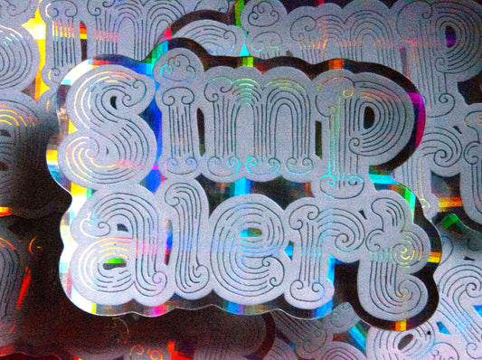 Simp Alert Sticker in Disco Plaid